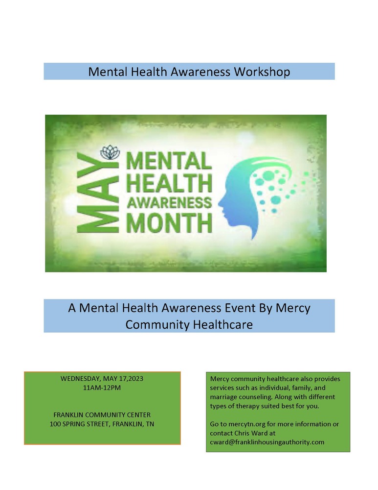 Mental Health Awareness workshop flyer