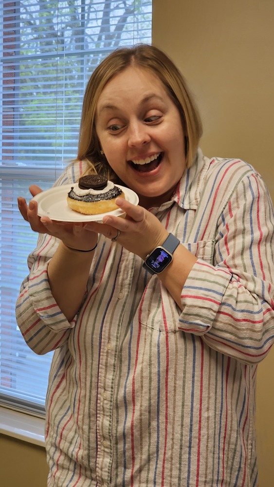 Lindsi excited for her eclipse donut