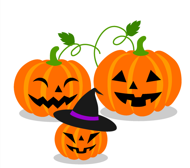 Family of three jack o lanterns