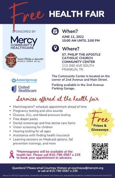 Free Mercy Healthcare Fair Flyer