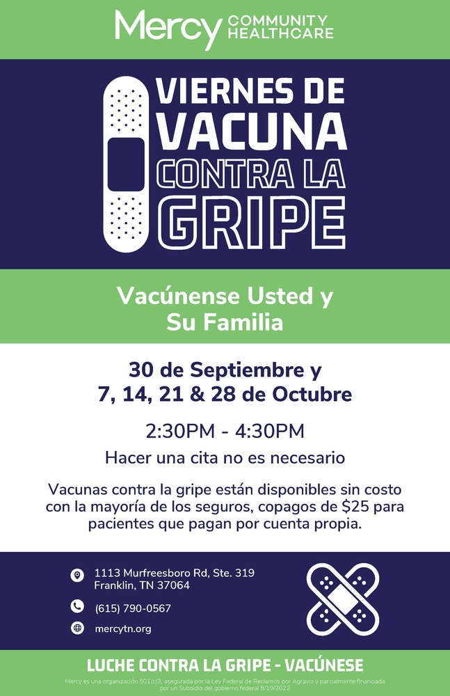 Mercy Community Health Flu Vaccine Flyer Spanish