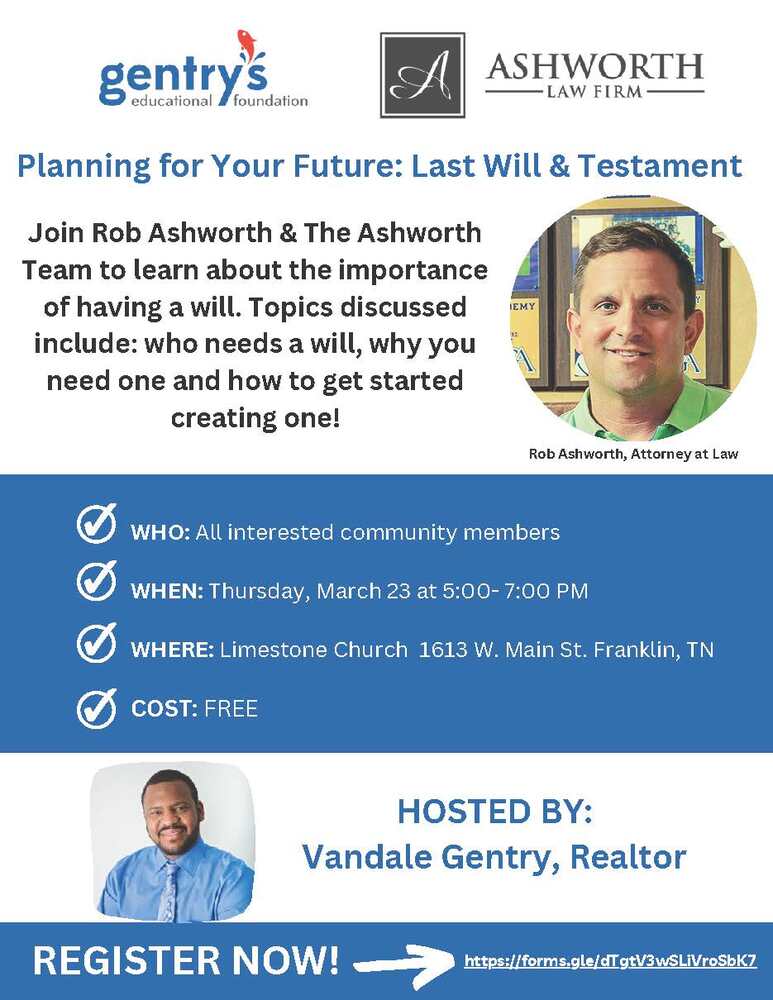 Planning for Your Future Last Will & Testament Flyer