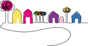 Line of Colorful Houses, Sketched
