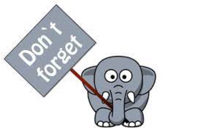 Elephant holding a sign that says reminder