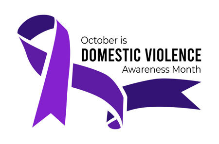 October is Domestic Violence Awareness Month with purple ribbon