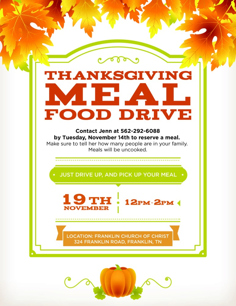 Thanksgiving Meal Food Drive Info Flyer