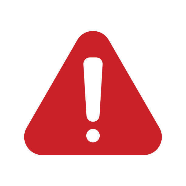 White exclamation point in front of red triangle