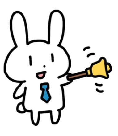 Bunny wearing tie and ringing bell