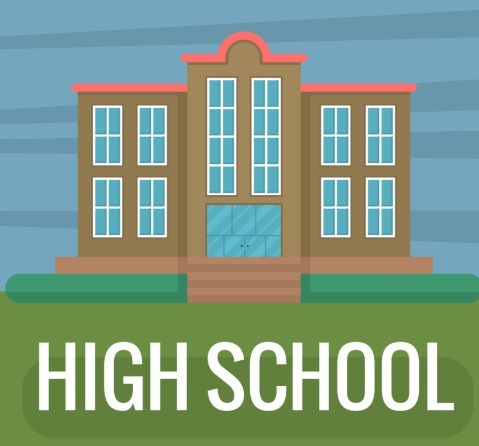 Brick High School in field