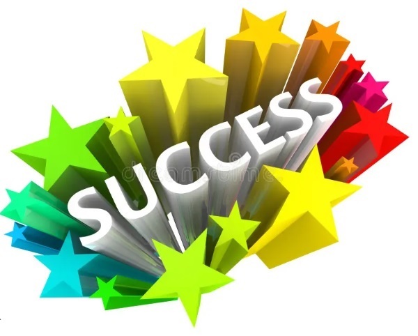 Success surrounded by colorful stars