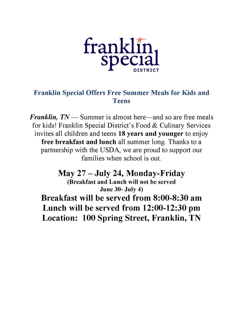 FSSD_Fress Summer Meals for Kids Flyer