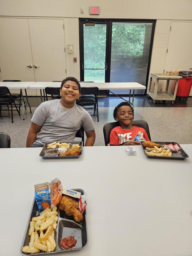 Two children having lunch