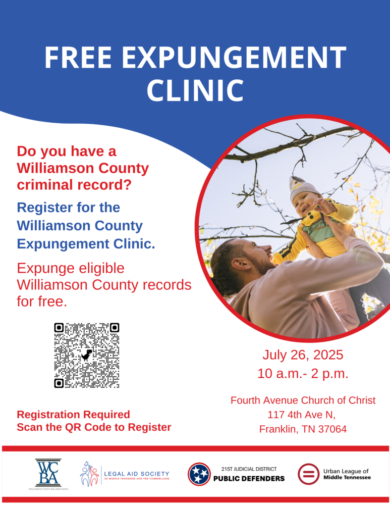 Williamson County Expungement clinic flyer