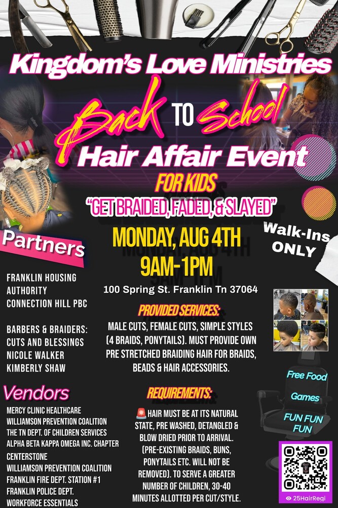 Kingdoms Love Ministries Back to School Hair Event Flyer